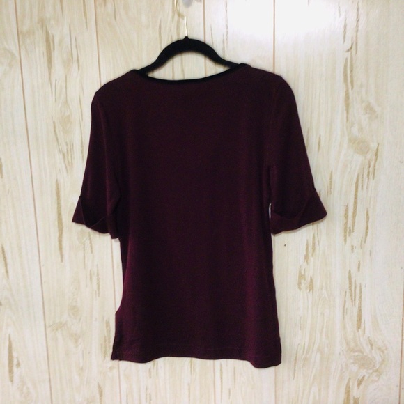 Lauren Ralph Lauren Velvet-Trim Boatneck Top - Picture 3 of 11